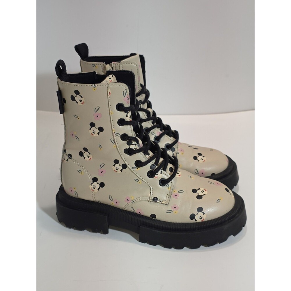 Zara Kids Mickey Mouse Lace Ankle Boots Kids/Girls Size US 12, EUR 30